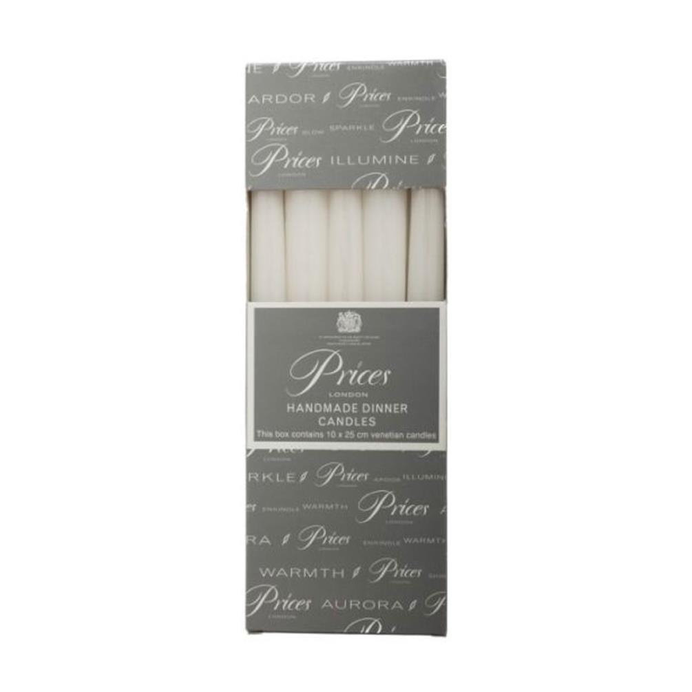 Price's Venetian White Wrapped Dinner Candles 25cm (Pack of 10) £14.39